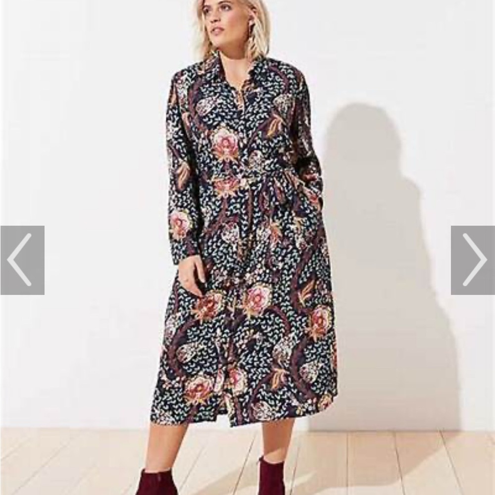 LOFT Floral Long Sleeve Dress